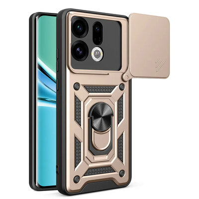 Oppo Find X9 Hoesje - MobyDefend Pantsercase Met Draaibare Ring - Goud