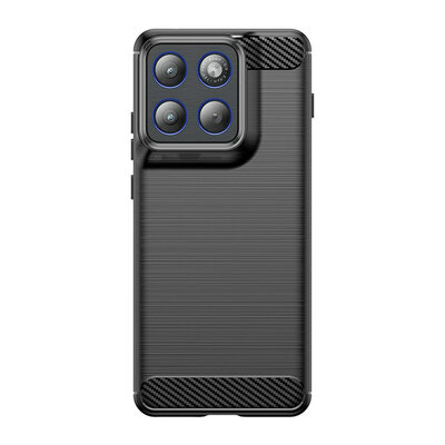 Motorola Edge 70 Hoesje - MobyDefend TPU Backcover - Geborstelde Metaal &amp; Carbon-Look - Zwart