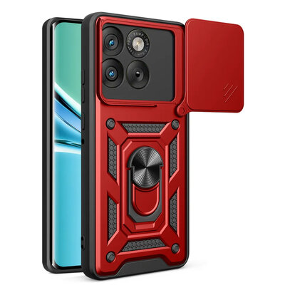 Motorola Edge 70 Hoesje - MobyDefend Pantsercase Met Draaibare Ring - Rood