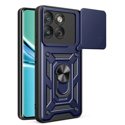 Motorola Edge 70 Hoesje - MobyDefend Pantsercase Met Draaibare Ring - Blauw