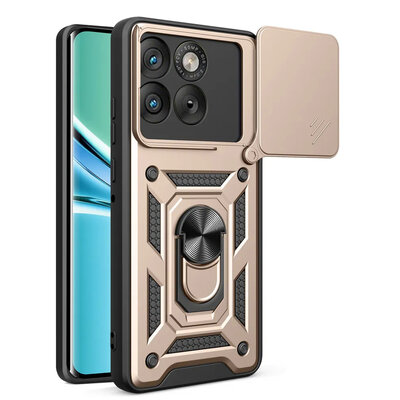 Motorola Edge 70 Hoesje - MobyDefend Pantsercase Met Draaibare Ring - Goud