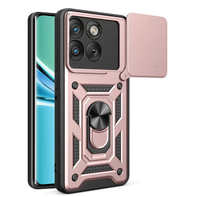 Motorola Edge 70 Hoesje - MobyDefend Pantsercase Met Draaibare Ring - Ros&eacute;