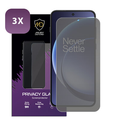 3-Pack MobyDefend OnePlus 15R Screenprotectors - HD Privacy Glass Screensavers
