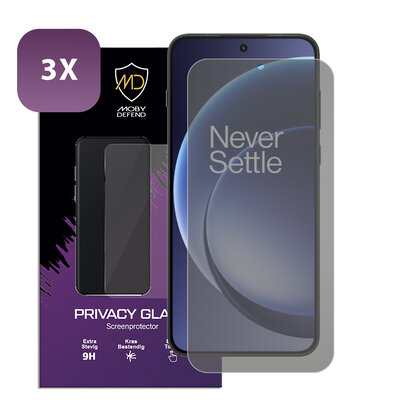 3-Pack MobyDefend OnePlus 15R Screenprotectors - Matte Privacy Glass Screensavers