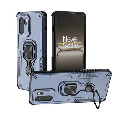 OnePlus 15R Hoesje - MobyDefend Dubbelgelaagde Pantsercase Met Standaard - Blauw