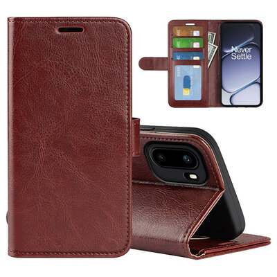 OnePlus 15R Hoesje - MobyDefend Wallet Book Case (Sluiting Achterkant) - Bruin