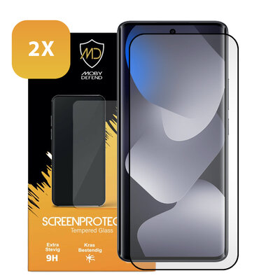 2-Pack Xiaomi Redmi Note 15 4G Screenprotectors - MobyDefend Screensavers Met Zwarte Randen - Gehard Glas 