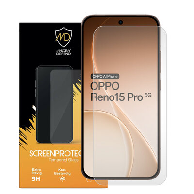Oppo Reno15 Pro Screenprotector - MobyDefend Case-Friendly Screensaver - Gehard Glas