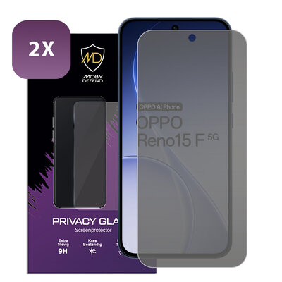 2-Pack MobyDefend Oppo Reno15 F / Oppo Reno15 FS Screenprotectors - HD Privacy Glass Screensavers