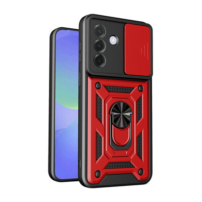 Samsung Galaxy A37 Hoesje - MobyDefend Pantsercase Met Draaibare Ring - Rood