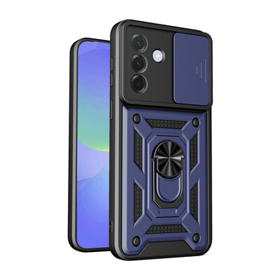 Samsung Galaxy A37 Hoesje - MobyDefend Pantsercase Met Draaibare Ring - Blauw