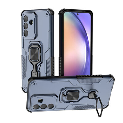 Samsung Galaxy A57 Hoesje - MobyDefend Dubbelgelaagde Pantsercase Met Standaard - Blauw