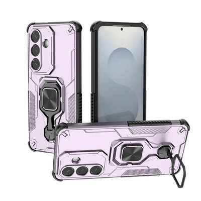 Samsung Galaxy S26 Hoesje - MobyDefend Dubbelgelaagde Pantsercase Met Standaard - Roze