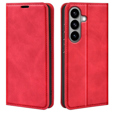Samsung Galaxy S26 Hoesje - MobyDefend Luxe Wallet Bookcase (Magnetische Sluiting) - Rood