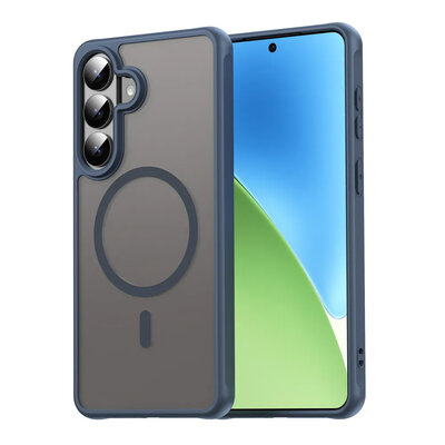 Samsung Galaxy S26 Plus (S26+) Hoesje - MobyDefend MagSafe Case Mat Transparant Met Gekleurde Rand - Blauw