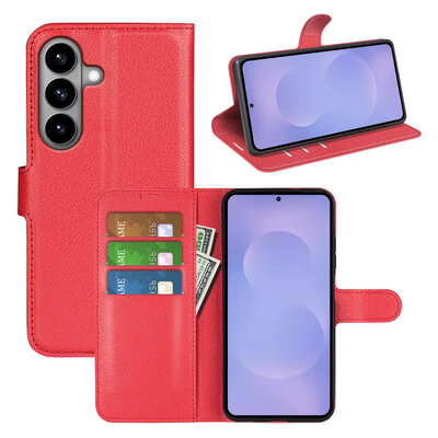 Samsung Galaxy S26 Hoesje - MobyDefend Kunstleren Wallet Book Case (Sluiting Voorkant) - Rood