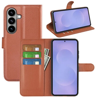 Samsung Galaxy S26 Hoesje - MobyDefend Kunstleren Wallet Book Case (Sluiting Voorkant) - Bruin