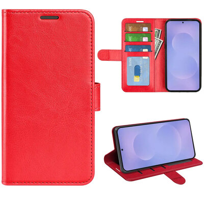 Samsung Galaxy S26 Hoesje - MobyDefend Wallet Book Case (Sluiting Achterkant) - Rood