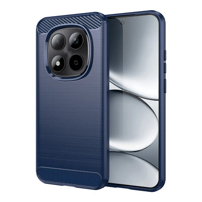 Xiaomi Redmi Note 15 Pro 5G Hoesje - MobyDefend TPU Backcover - Geborstelde Metaal &amp; Carbon-Look - Blauw