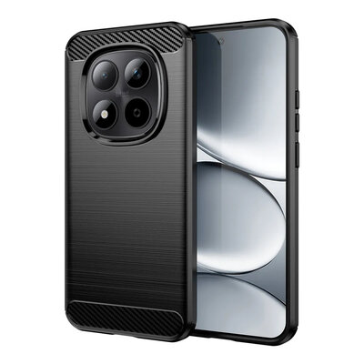 Xiaomi Redmi Note 15 Pro 5G Hoesje - MobyDefend TPU Backcover - Geborstelde Metaal &amp; Carbon-Look - Zwart