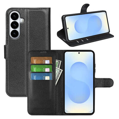 Samsung Galaxy S26 Plus (S26+) Hoesje - MobyDefend Kunstleren Wallet Book Case (Sluiting Voorkant) - Zwart