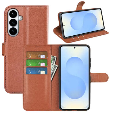 Samsung Galaxy S26 Plus (S26+) Hoesje - MobyDefend Kunstleren Wallet Book Case (Sluiting Voorkant) - Bruin