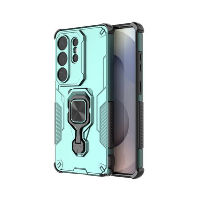 Samsung Galaxy S26 Ultra Hoesje - MobyDefend Dubbelgelaagde Pantsercase Met Standaard - Turquoise