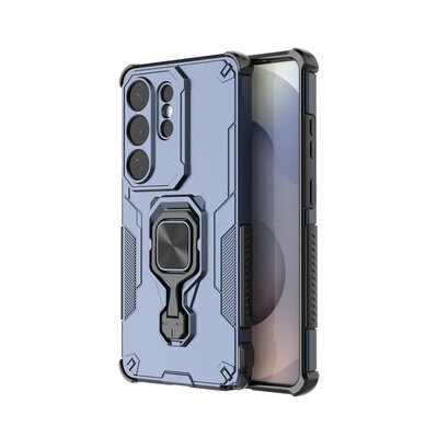 Samsung Galaxy S26 Ultra Hoesje - MobyDefend Dubbelgelaagde Pantsercase Met Standaard - Blauw