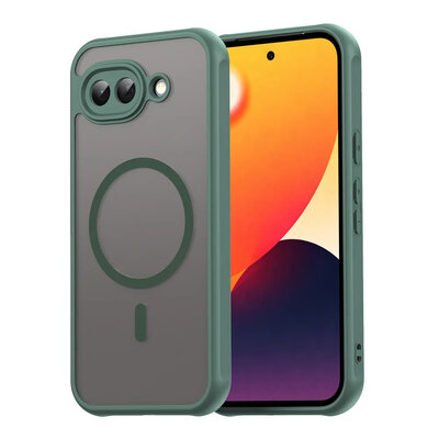 Google Pixel 10a Hoesje - MobyDefend MagSafe Case Mat Transparant Met Gekleurde Rand - Groen