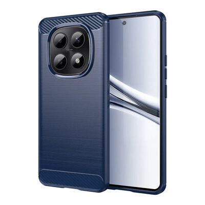 Xiaomi Redmi Note 15 5G Hoesje - MobyDefend TPU Backcover - Geborstelde Metaal &amp; Carbon-Look - Blauw