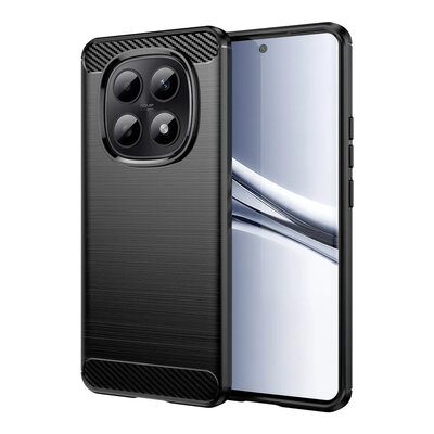 Xiaomi Redmi Note 15 5G Hoesje - MobyDefend TPU Backcover - Geborstelde Metaal &amp; Carbon-Look - Zwart