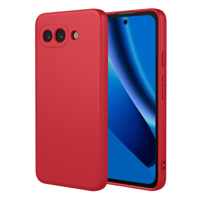 Google Pixel 10a Hoesje - MobyDefend Matte Siliconen Backcover - Framboosrood