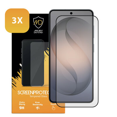 3-Pack Samsung Galaxy S26 Screenprotectors - MobyDefend Screensavers Met Zwarte Randen - Gehard Glas 