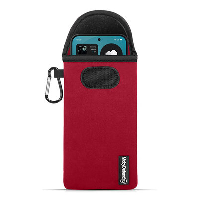 Hoesje voor Nothing Phone (4a) Pro - MobyDefend Neopreen Pouch Met Karabijnhaak - Insteekhoesje - Riemlus Hoesje - Rood