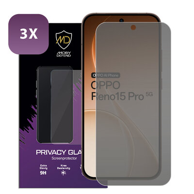 3-Pack MobyDefend Oppo Reno15 Pro Screenprotectors - HD Privacy Glass Screensavers