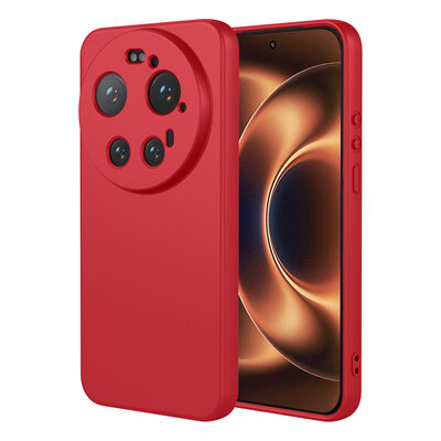 Xiaomi 17 Ultra Hoesje - MobyDefend Matte Siliconen Backcover - Framboosrood