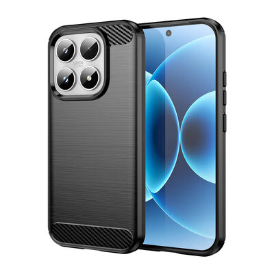 Xiaomi 17 Hoesje - MobyDefend TPU Backcover - Geborstelde Metaal &amp; Carbon-Look - Zwart
