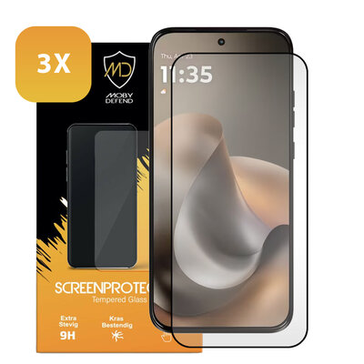 3-Pack Motorola Moto G67 / G77 / G87 Screenprotectors - MobyDefend Screensavers Met Zwarte Randen - Gehard Glas 
