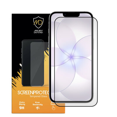 iPhone 17e Screenprotector - MobyDefend Screensaver Met Zwarte Randen - Gehard Glas 