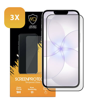 3-Pack iPhone 17e Screenprotectors - MobyDefend Screensavers Met Zwarte Randen - Gehard Glas 