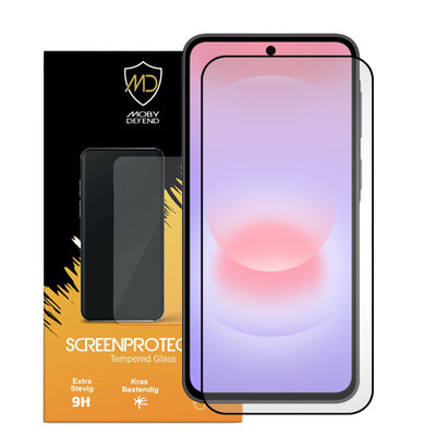 Samsung Galaxy A37 Screenprotector - MobyDefend Screensaver Met Zwarte Randen - Gehard Glas 
