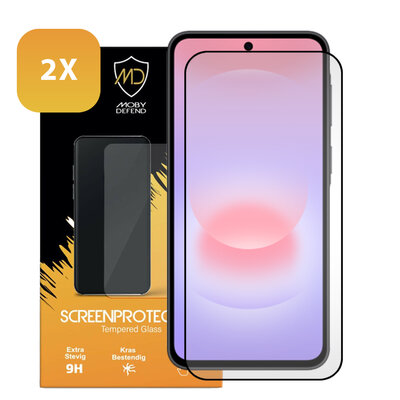 2-Pack Samsung Galaxy A37 Screenprotectors - MobyDefend Screensavers Met Zwarte Randen - Gehard Glas 