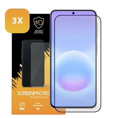 3-Pack Samsung Galaxy A57 Screenprotectors - MobyDefend Screensavers Met Zwarte Randen - Gehard Glas 