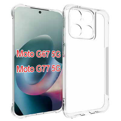 Motorola Moto G67 / G77 / G87 Hoesje - MobyDefend Transparante Shockproof TPU Backcover - Verstevigde Hoeken - Volledig Doorzichtig
