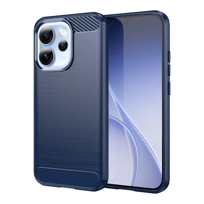 Oppo Reno15 Pro Hoesje - MobyDefend TPU Backcover - Geborstelde Metaal &amp; Carbon-Look - Blauw