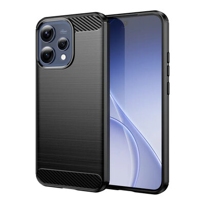 Oppo Reno15 Hoesje - MobyDefend TPU Backcover - Geborstelde Metaal &amp; Carbon-Look - Zwart