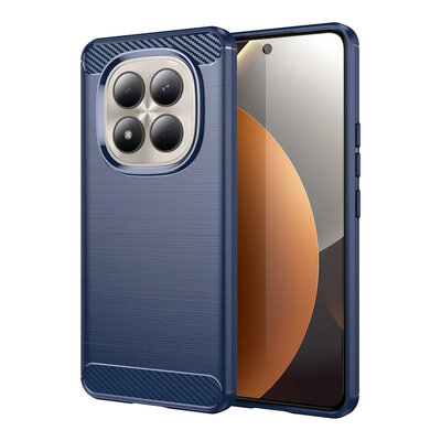 Xiaomi Redmi Note 15 Pro 4G Hoesje - MobyDefend TPU Backcover - Geborstelde Metaal &amp; Carbon-Look - Blauw