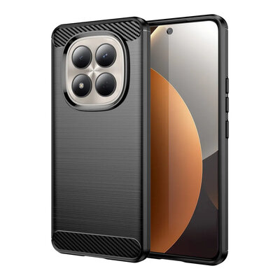 Xiaomi Redmi Note 15 Pro 4G Hoesje - MobyDefend TPU Backcover - Geborstelde Metaal &amp; Carbon-Look - Zwart