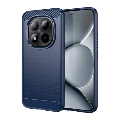 Xiaomi Redmi Note 15 Pro Plus 5G Hoesje - MobyDefend TPU Backcover - Geborstelde Metaal &amp; Carbon-Look - Blauw