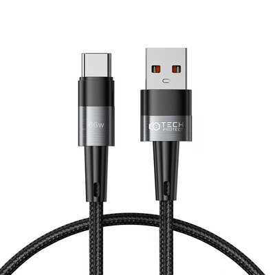 Tech-Protect Ultraboost USB-A naar USB-C kabel - 0,25 Meter - Zwart-Grijs